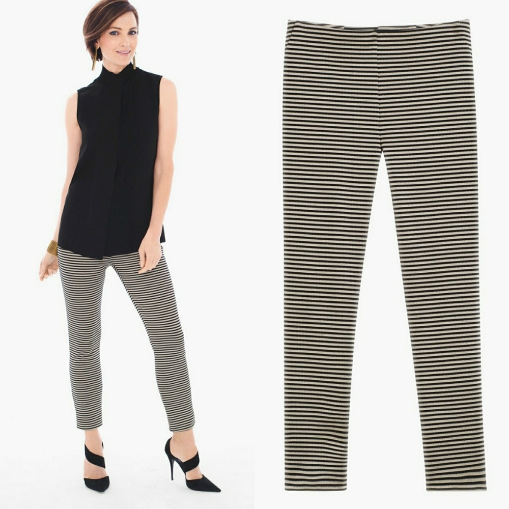 Chico's Black Label gold & black striped pants